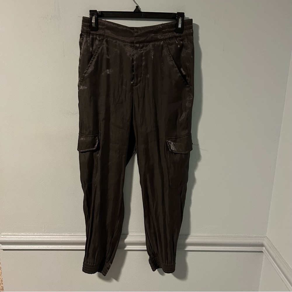 Anthropologie Dark Green & Gray Shimmer Cargo Joggers Size Small